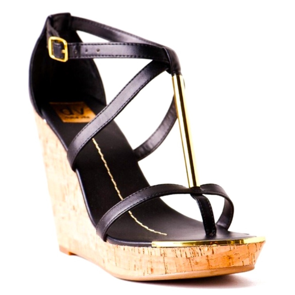 Dolce Vita Women’s Tremor Cork Wedge Heel Pleather Strapped Sandals with Buckle